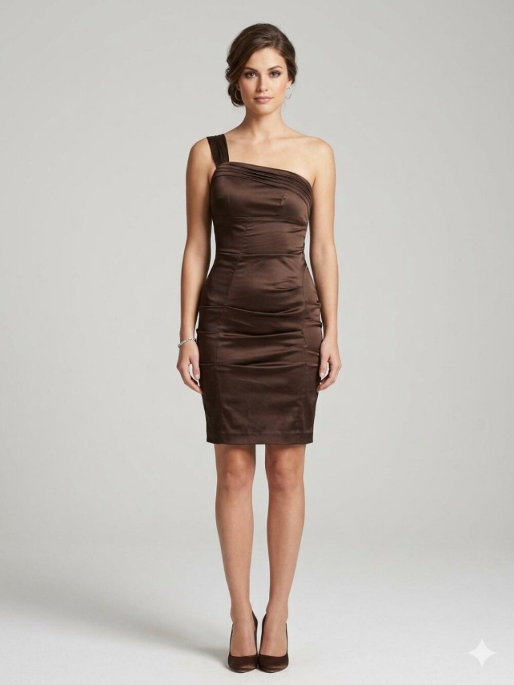 Le Chateau Size Small Brown Formal One Shoulder Dress